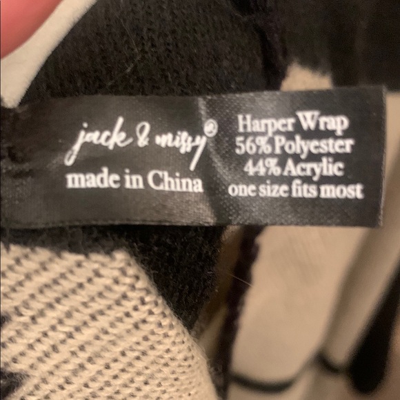 Black and Cream Harper Wrap Poncho - Picture 4 of 6